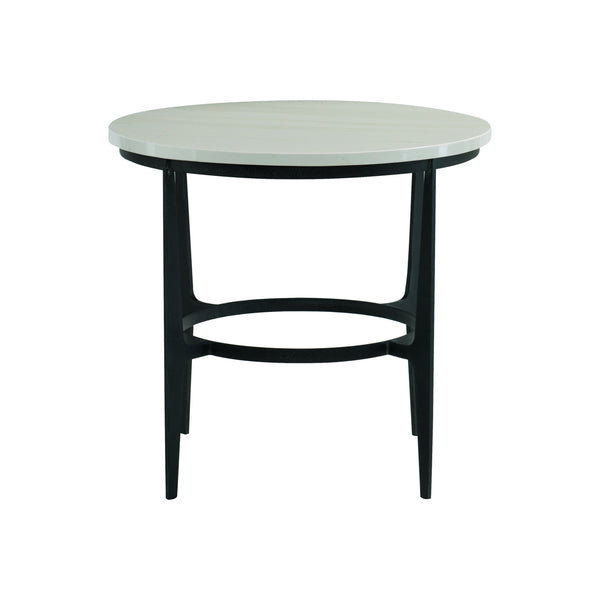 Bernhardt Bernhardt Avondale Round Metal End Table With Faux Marble Top & Blackened Steel Base, 26" X 24" 470121