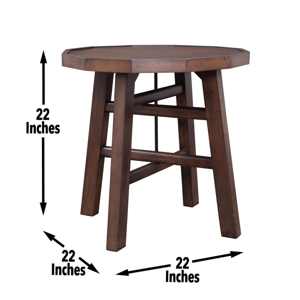 English Elm Steve Silver - Paisley Burnt Caramel 3-Piece Occasional Table Set with Tray Top & Timber-Beam Base for Living Rooms B081S00357