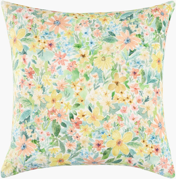 Livabliss Spring Bouquet Botanical Print Square Pillow Handcrafted Polyester Sofa Accent SBT005-2020
