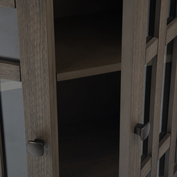 English Elm Bedford Low Storage Media Cabinet - Rustic Farmhouse Grey With Glass Doors & Adjustable Shelves B136P158477