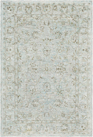 Livabliss Shelby Hand Tufted Wool Viscose Accent Rug Traditional Indian Craft Textured Pile Aqua, Light Gra 7' x 9' SBY1002-79