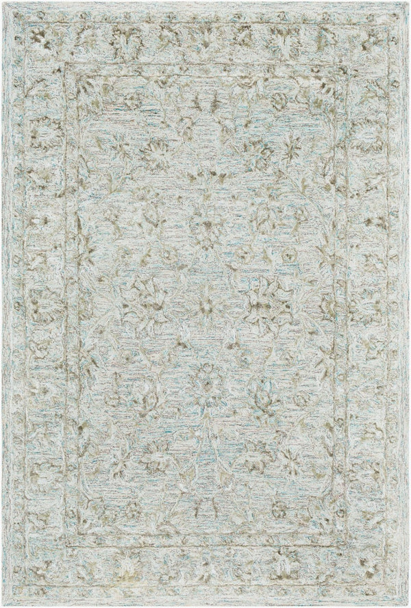 Livabliss Shelby Hand Tufted Wool Viscose Accent Rug Traditional Indian Craft Textured Pile Aqua, Light Gra 7' x 9' SBY1002-79