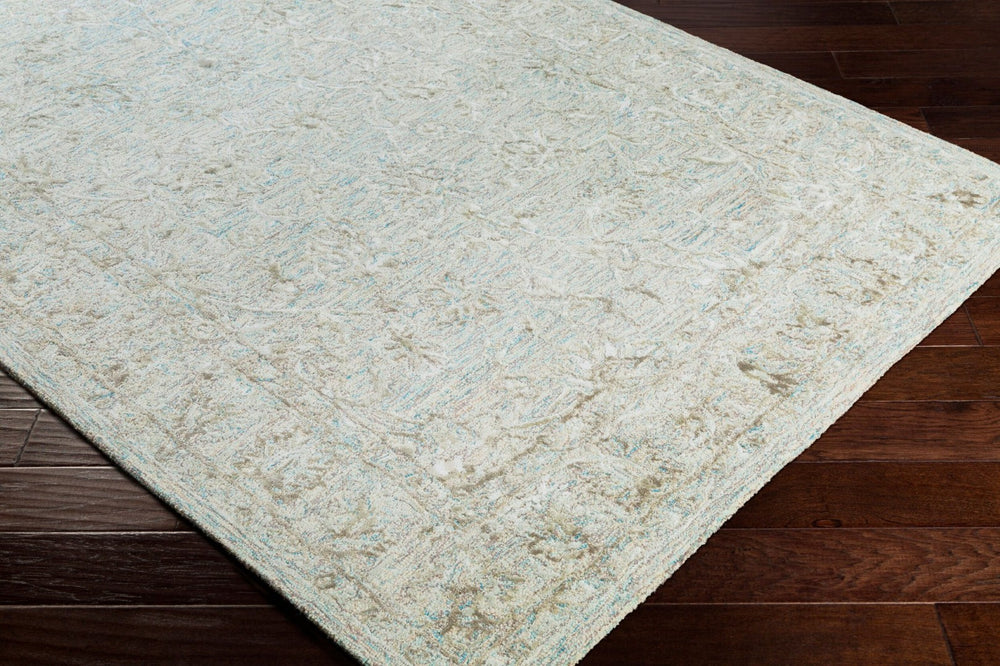 Livabliss Shelby Hand Tufted Wool Viscose Accent Rug Traditional Indian Craft Textured Pile Aqua, Light Gra 7' x 9' SBY1002-79