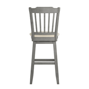 Homelegance By Top-Line Juliette Slat Back Bar Height Wood Swivel Bar Stool Grey Rubberwood