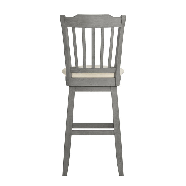 Homelegance By Top-Line Juliette Slat Back Bar Height Wood Swivel Bar Stool Grey Rubberwood
