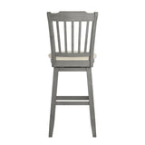 Homelegance By Top-Line Juliette Slat Back Bar Height Wood Swivel Bar Stool Grey Rubberwood