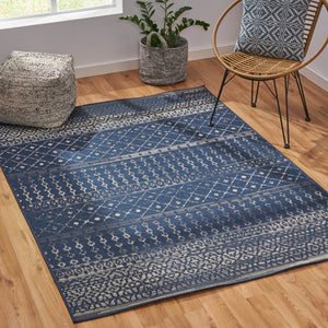 English Elm Christopher Knight Home® - 5'3"x7' Rug Navy & Ivory Polypropylene Area Rug 4mm Low Pile Handcrafted Durable Stain-Resistant Floor Mat 72350.00