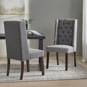 English Elm Dining Chair Set of Two Wingback Button Tufted High Back Birch Leg Upholstered 61539.00