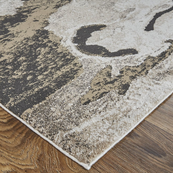 Feizy Rugs Vancouver Abstract Area Rug - Durable Polypropylene Polyester Blend With Modern Turkish Artistry Ivory,Brown,Taupe Polypropylene,Polyester Vnr39fgfchlbgej00