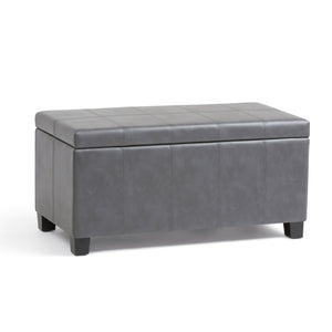 English Elm Dover Storage Ottoman Bench - Versatile Stone Grey Faux Leather With Hidden Storage & Comfort B136P159042