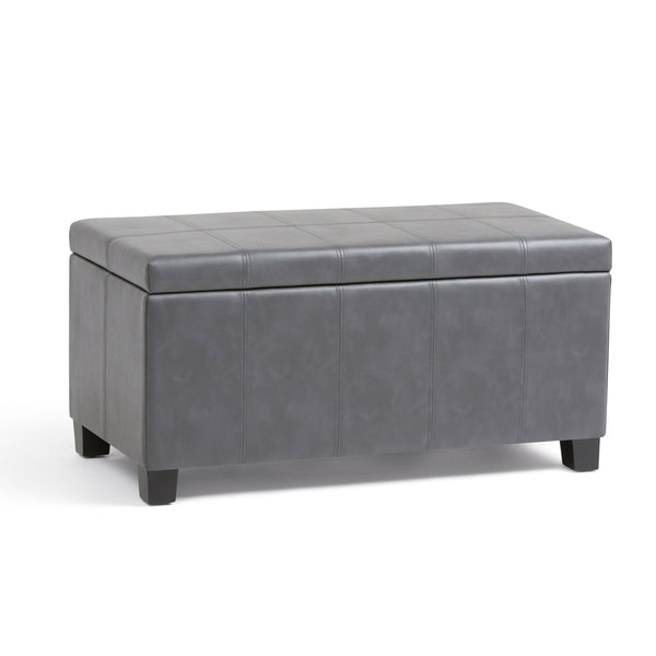 English Elm Dover Storage Ottoman Bench - Versatile Stone Grey Faux Leather With Hidden Storage & Comfort B136P159042