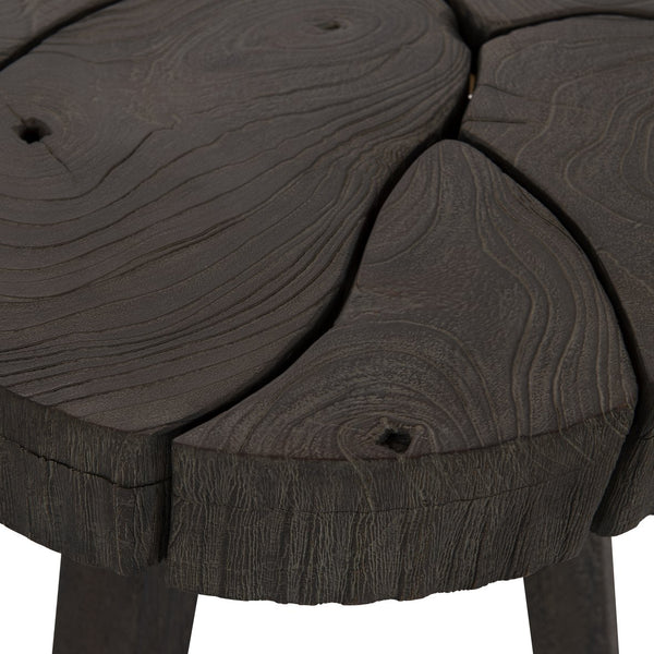Bernhardt Bernhardt Lanita Accent Table With Sliced Teak Top & Sculptural Suar Wood Base, Rustic Modern Decor 301123