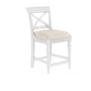 A.R.T. Furniture Palisade Counter Stool - Vintage White English Cottage Design With Upholstered Seat And Floor Glides White Parawood Solids,Foam,Fabric,Metal 273208-2917cl