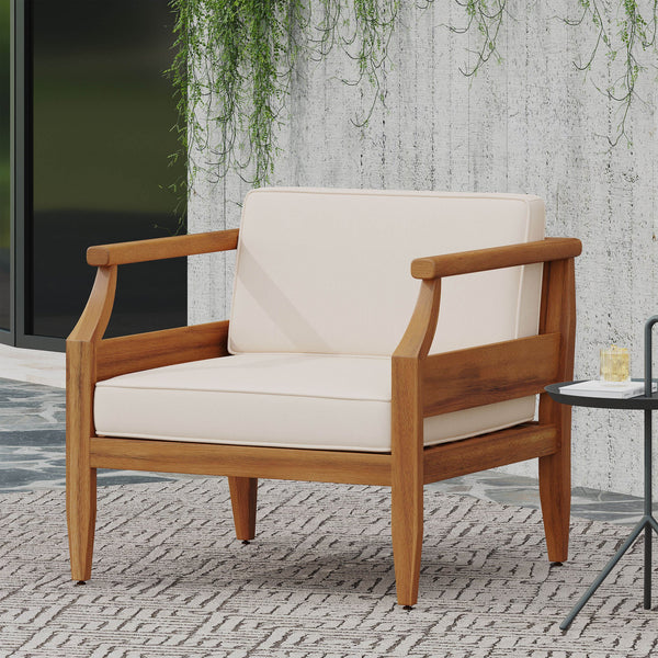 English Elm Christopher Knight Home® - ASTON Acacia Club Chair Cream – Weather-Resistant Outdoor Accent, Open Slat Seating, 400lb Capacity 68589.00CRM