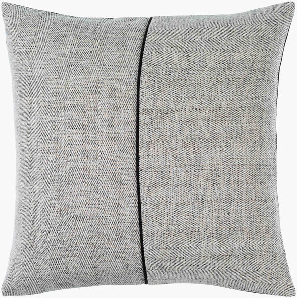 Surya Stitched Linen Accent Pillow - 18"X18" Stylish Home Decor With Intricate Stitching & Easy Care Charcoal Linen,Cotton Sce002-1818