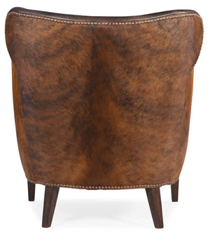 Hooker Furniture Kato Leather Club Chair In Debonair Espresso Top-Grain With Hair-On-Hide Accent And Nailhead Trim 32.50 L x 29.50W x 32.00H CC469-089