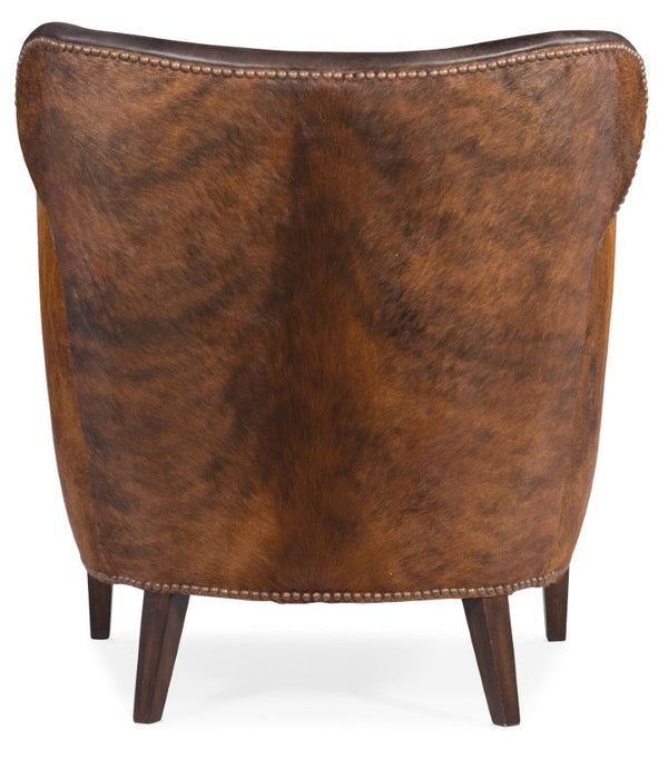 Hooker Furniture Kato Leather Club Chair In Debonair Espresso Top-Grain With Hair-On-Hide Accent And Nailhead Trim 32.50 L x 29.50W x 32.00H CC469-089