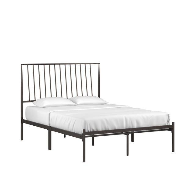 Homelegance By Top-Line Dante Metal Platform Bed with Curved Metal Headboard Dark Bronze Metal