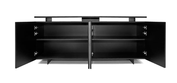 VIG Furniture Schulz Modern Black & White Ceramic Buffet With Marble-Look Veneer, 4 Doors, Adjustable Shelves, No Assembly VGVCG0925-18-1