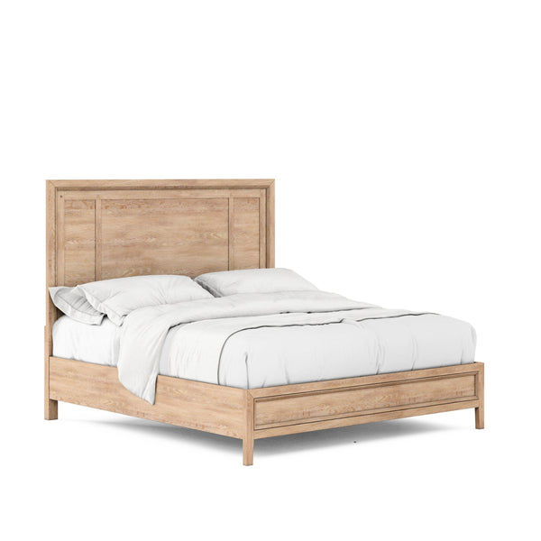 A.R.T. Furniture Post Modern Farmhouse Bed In Cracked Almond Finish With Soft Chenille Fabric For Elegant Comfort Light Brown Ash & Pine Solids,Plank,Effect Flakey Oak And Birch Veneer 288126-2355