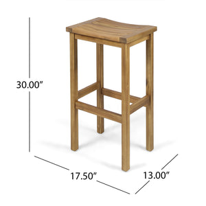 English Elm Christopher Knight Home® - CARIBBEAN Acacia Wood 30" Outdoor Barstool Set of 2 — Weather-Resistant Saddle Seats, Slat Design Natural 61426.00