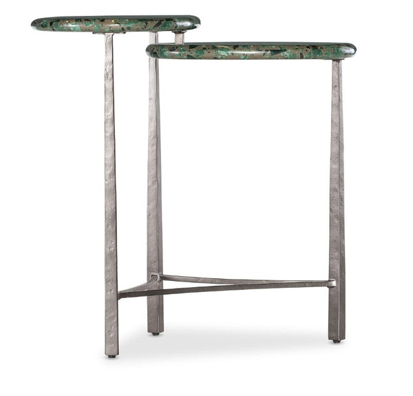 Hooker Furniture Commerce Antares End Table With Two-Tier Egg-Shaped Soapstone Tops & Textured Pewter Metal Base, Heat-Resistant Accent (15X24x24) 7228-80173-00