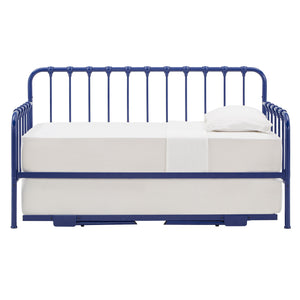 Homelegance By Top-Line Varden Metal Daybed with Lift-up Trundle Blue Metal