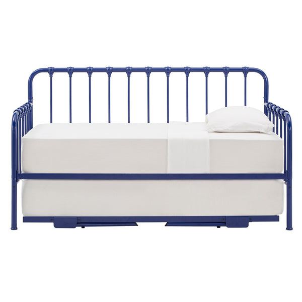 Homelegance By Top-Line Varden Metal Daybed with Lift-up Trundle Blue Metal
