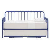 Homelegance By Top-Line Varden Metal Daybed with Lift-up Trundle Blue Metal