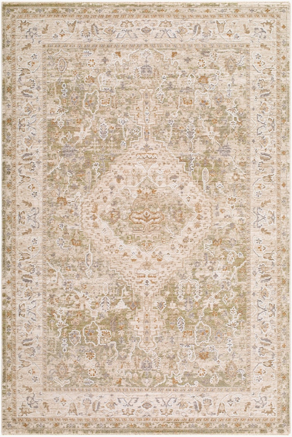 Livabliss Seclusion Traditional Fringed Polyester Area Rug Woven in Turkey for Living Rooms Light Beige, Ta 5' x 7'5" SCN2300-575