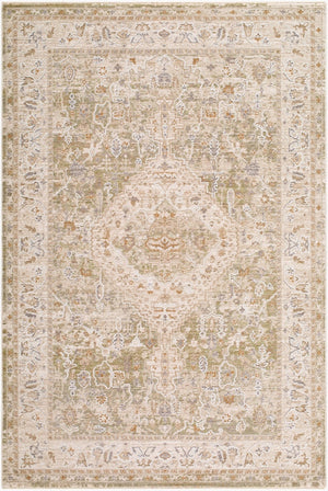 Livabliss Seclusion Traditional Fringed Polyester Area Rug Woven in Turkey for Living Rooms Light Beige, Ta 5' x 7'5" SCN2300-575