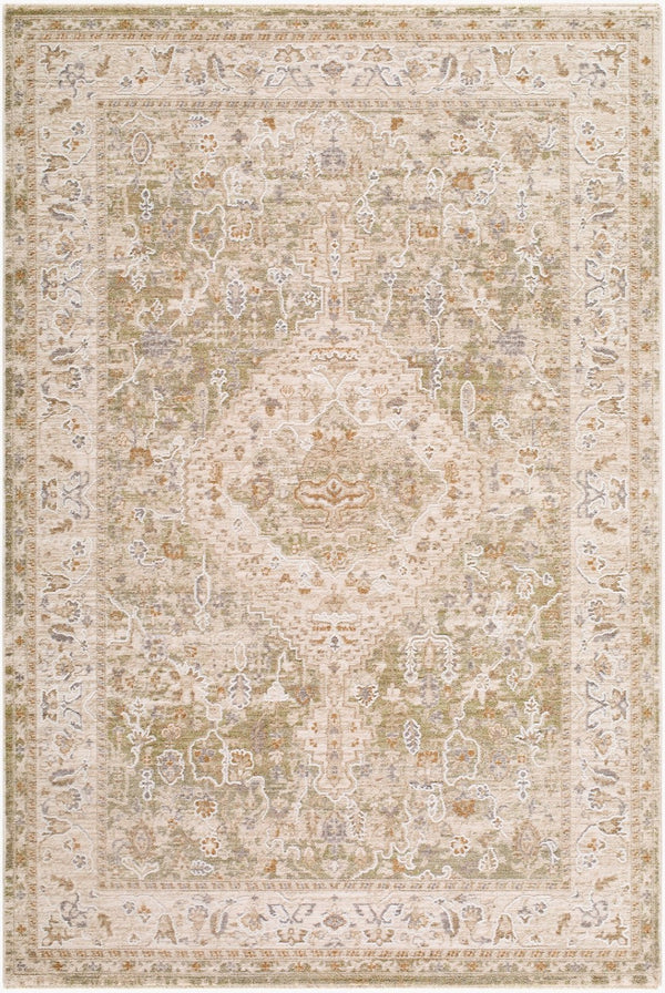 Livabliss Seclusion Traditional Fringed Polyester Area Rug Woven in Turkey for Living Rooms Light Beige, Ta 5' x 7'5" SCN2300-575