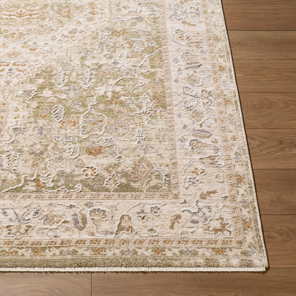 Livabliss Seclusion Traditional Fringed Polyester Area Rug Woven in Turkey for Living Rooms Light Beige, Ta 5' x 7'5" SCN2300-575