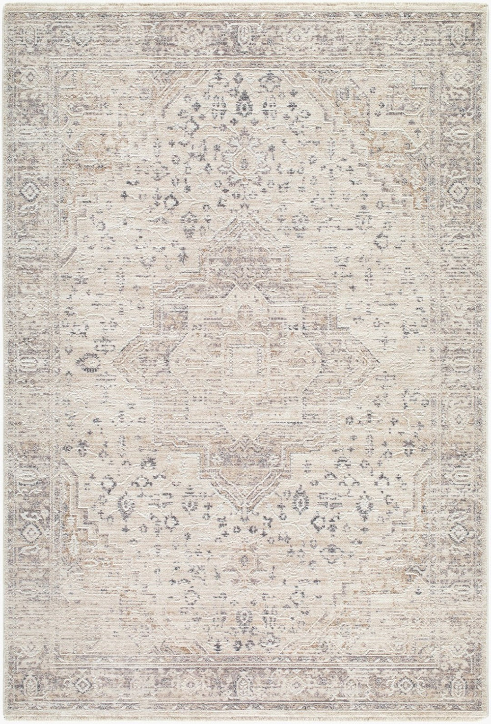 Livabliss Seclusion Traditional Machine Woven Polyester Area Rug with Fringe for Living Rooms Light Beige, Gr 5' x 7'5" SCN2301-575