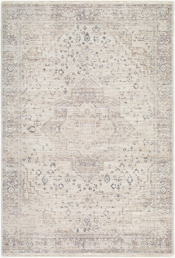 Livabliss Seclusion Traditional Machine Woven Polyester Area Rug with Fringe for Living Rooms Light Beige, Gr 5' x 7'5" SCN2301-575