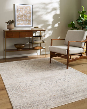 Livabliss Seclusion Traditional Machine Woven Polyester Area Rug with Fringe for Living Rooms Light Beige, Gr 5' x 7'5" SCN2301-575