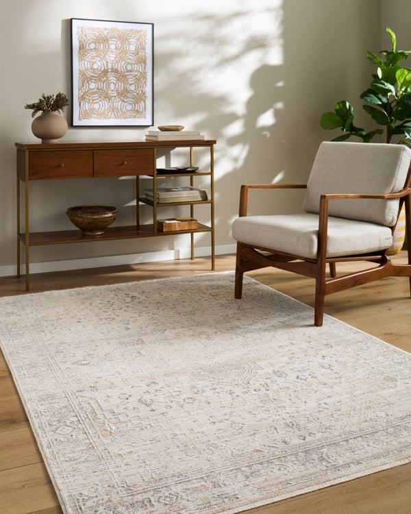 Livabliss Seclusion Traditional Machine Woven Polyester Area Rug with Fringe for Living Rooms Light Beige, Gr 5' x 7'5" SCN2301-575