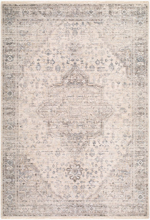 Livabliss Seclusion Traditional Fringe Area Rug Turkey Woven Polyester for High Traffic Rooms Gray, Cream 5' x 7'5" SCN2302-575