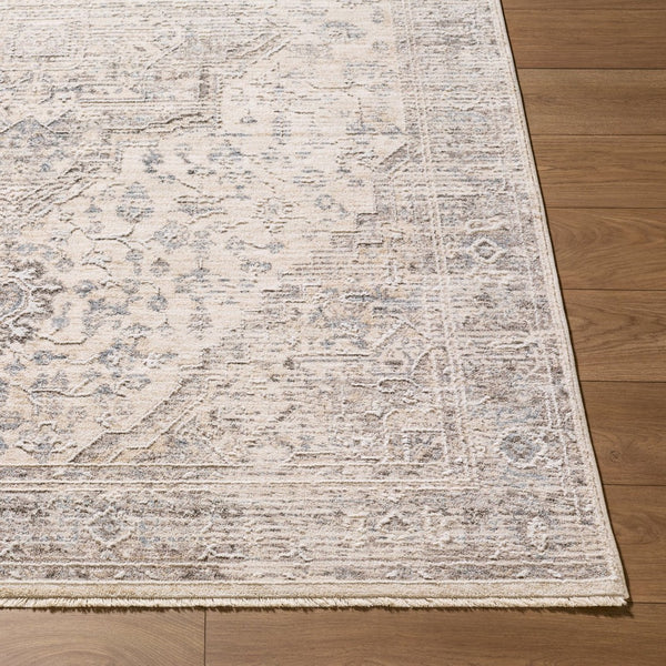 Livabliss Seclusion Traditional Fringe Area Rug Turkey Woven Polyester for High Traffic Rooms Gray, Cream 5' x 7'5" SCN2302-575