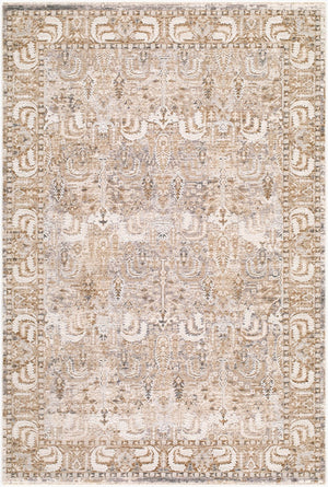 Livabliss Seclusion Medallion Area Rug Turkish Woven Polyester Traditional Fringe Living Room Light Beige, Ta 7'10" x 10'2" SCN2303-710102