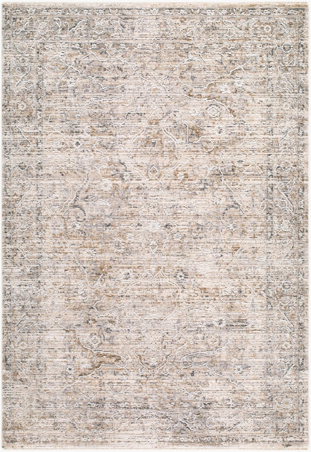 Livabliss Seclusion Traditional Fringe Area Rug Polyester Woven Plush Living Room Accent Light Gray, Lig 6'7" x 9'6" SCN2304-6796