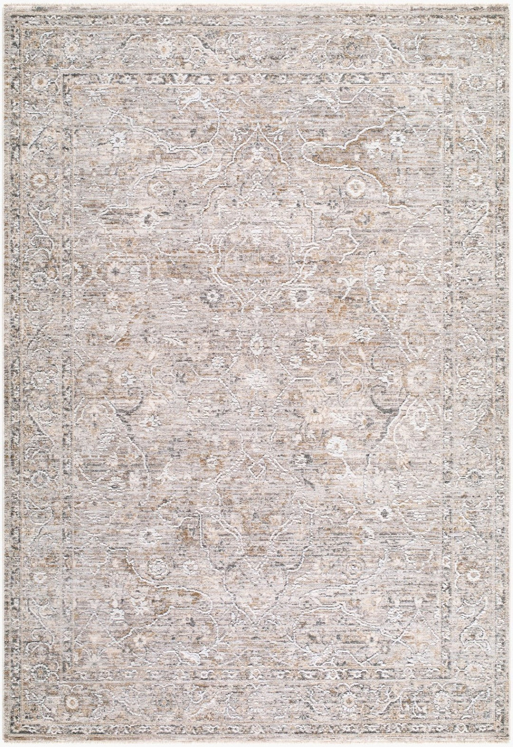Livabliss Seclusion Traditional Fringe Area Rug Polyester Woven Living Room Bedroom Accent Light Gray, Lig 6'7" x 9'6" SCN2305-6796
