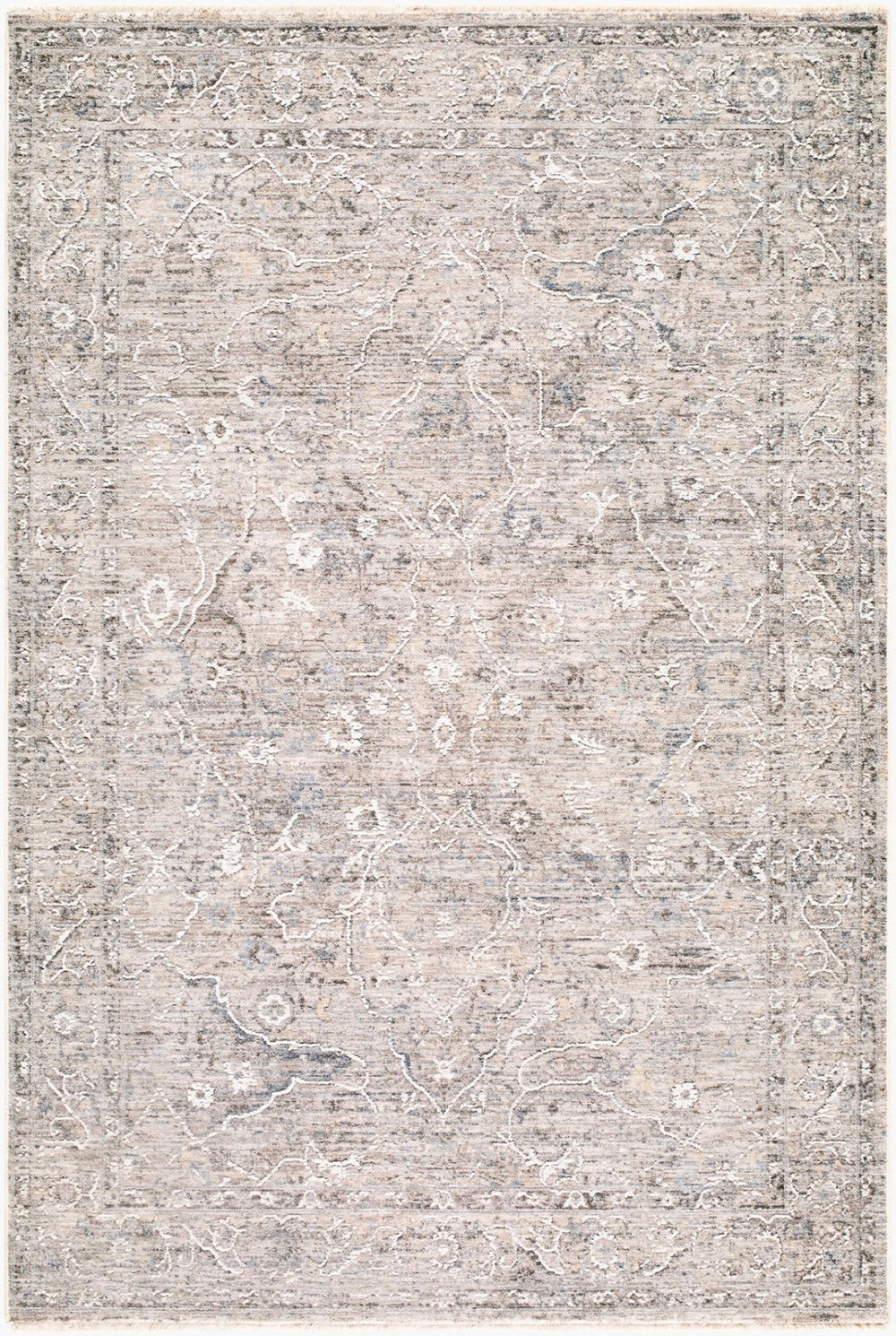 Livabliss Seclusion Traditional Fringe Polyester Area Rug Plush Medium Pile for Living Room Light Gray, Gra 7'10" x 10'2" SCN2306-710102