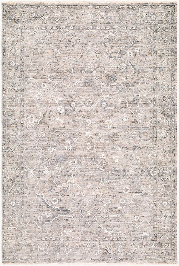 Livabliss Seclusion Traditional Fringe Polyester Area Rug Plush Medium Pile for Living Room Light Gray, Gra 7'10" x 10'2" SCN2306-710102