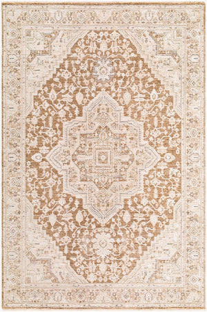 Livabliss Seclusion Traditional Fringe Area Rug Polyester Woven Turkey Living Room Accent Gray, Tan 6'7" x 9'6" SCN2307-6796