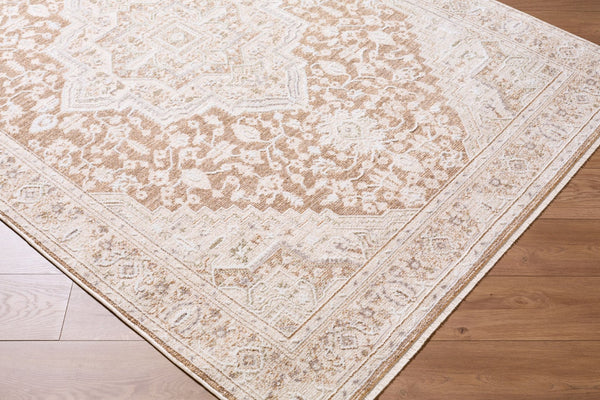 Livabliss Seclusion Traditional Fringe Area Rug Polyester Woven Turkey Living Room Accent Gray, Tan 6'7" x 9'6" SCN2307-6796