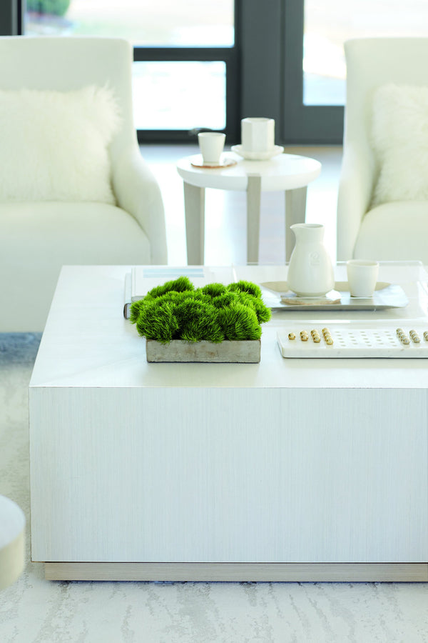 Bernhardt Bernhardt Axiom Round Accent Table With White Linen Maple Top, Tapered 3-Leg Base & Gray Veneer Finish 381122