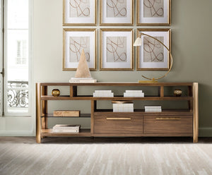 Hooker Furniture Eleana Walnut Entertainment Console With Solar-Bronze Glass, Wire Management & Self-Closing Drawers 7252-55484-85