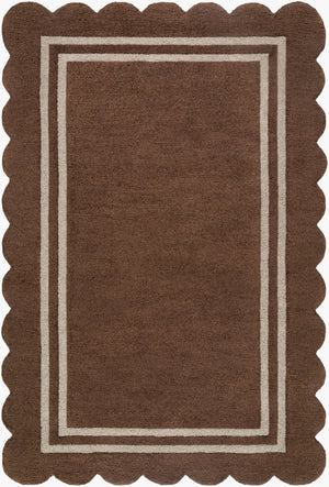 Livabliss Scalloped Hand Tufted Wool Area Rug Artisan Crafted for Living and Dining Spaces Dark Brown, Tau 5' x 7'6" SCP2300-576