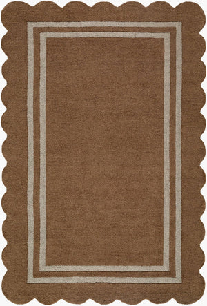 Livabliss Scalloped Geometric Wool Area Rug Hand Tufted in India for Modern Living Spaces Umber, Taupe 5' x 7'6" SCP2301-576